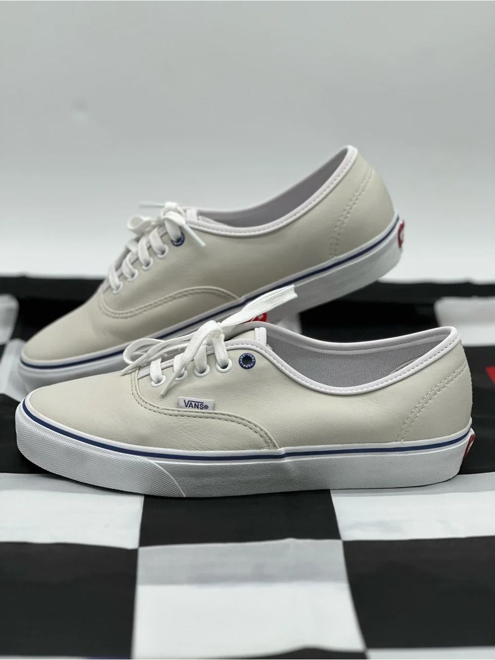 Vans Low-Top Sneakers in Off-White with Navy Trim